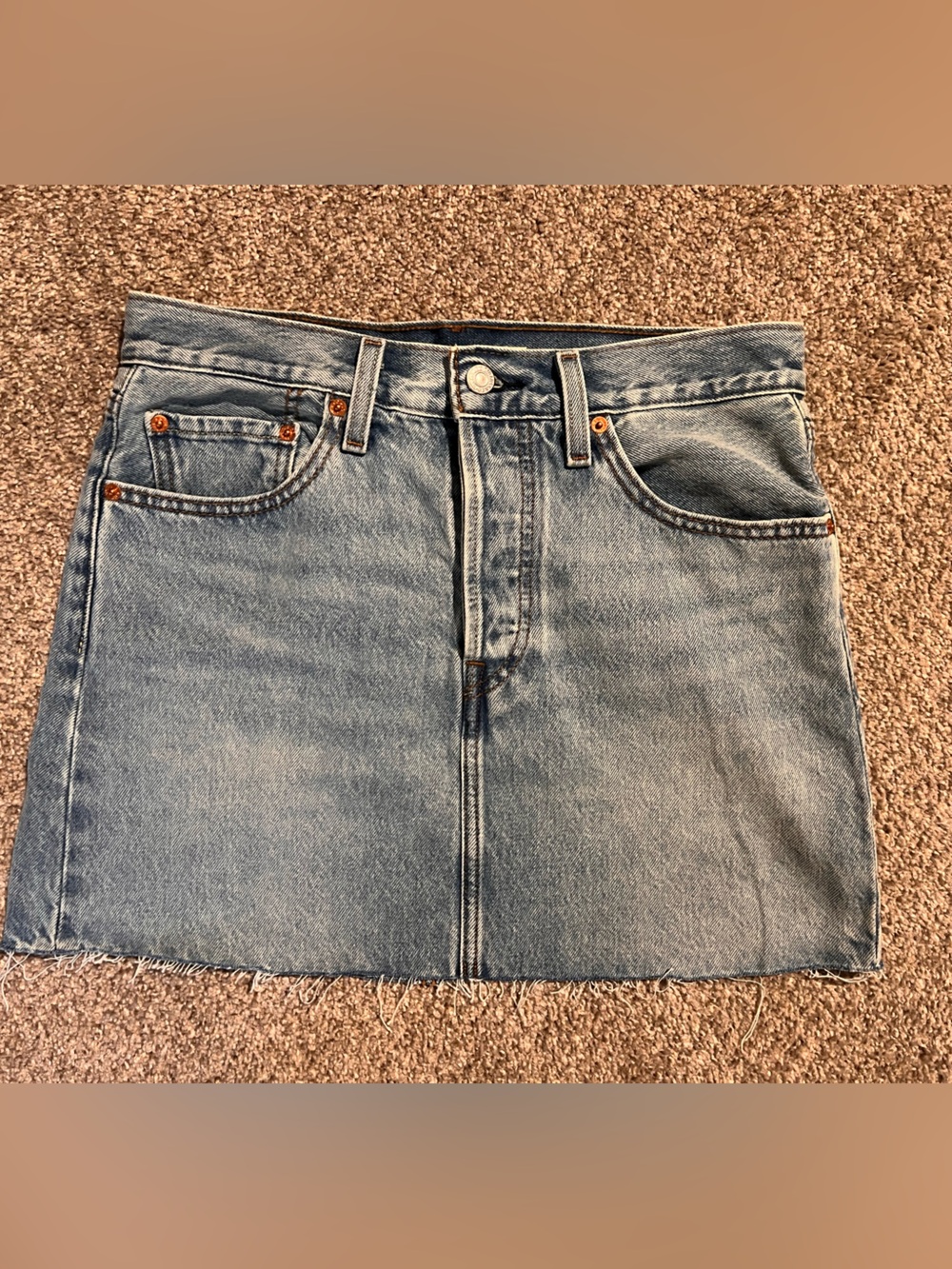 Levi's Light Blue Denim Mini Skirt with Frayed Hem